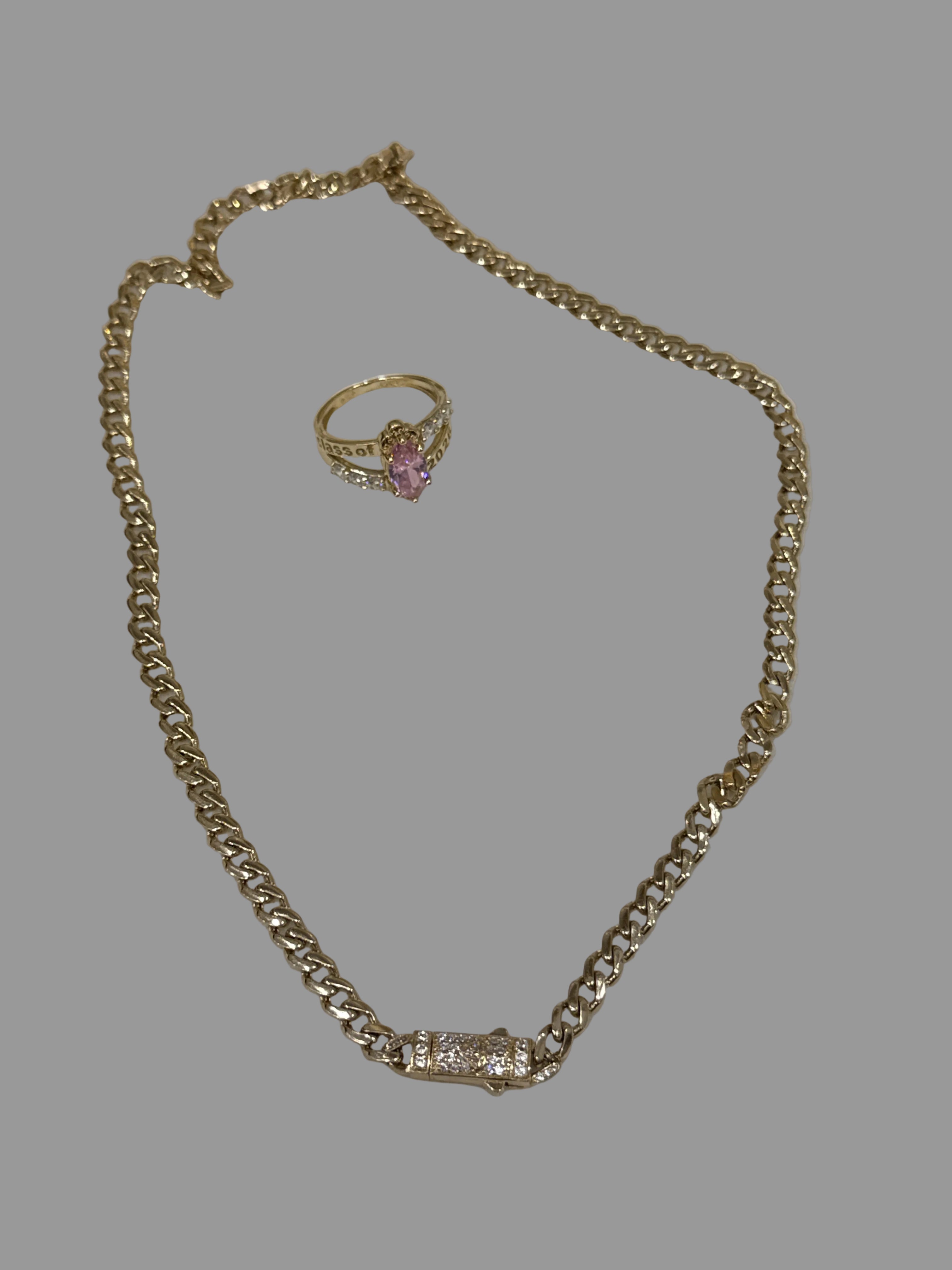 Cadena Monaco 14kt y Anillo Graduacion.